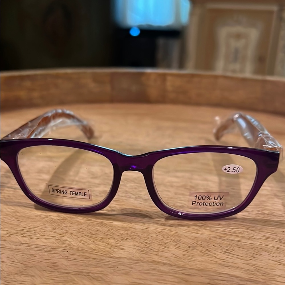 Brand new joy Mangano Purple Reading Glasses 2.50 with 100% UV Protection